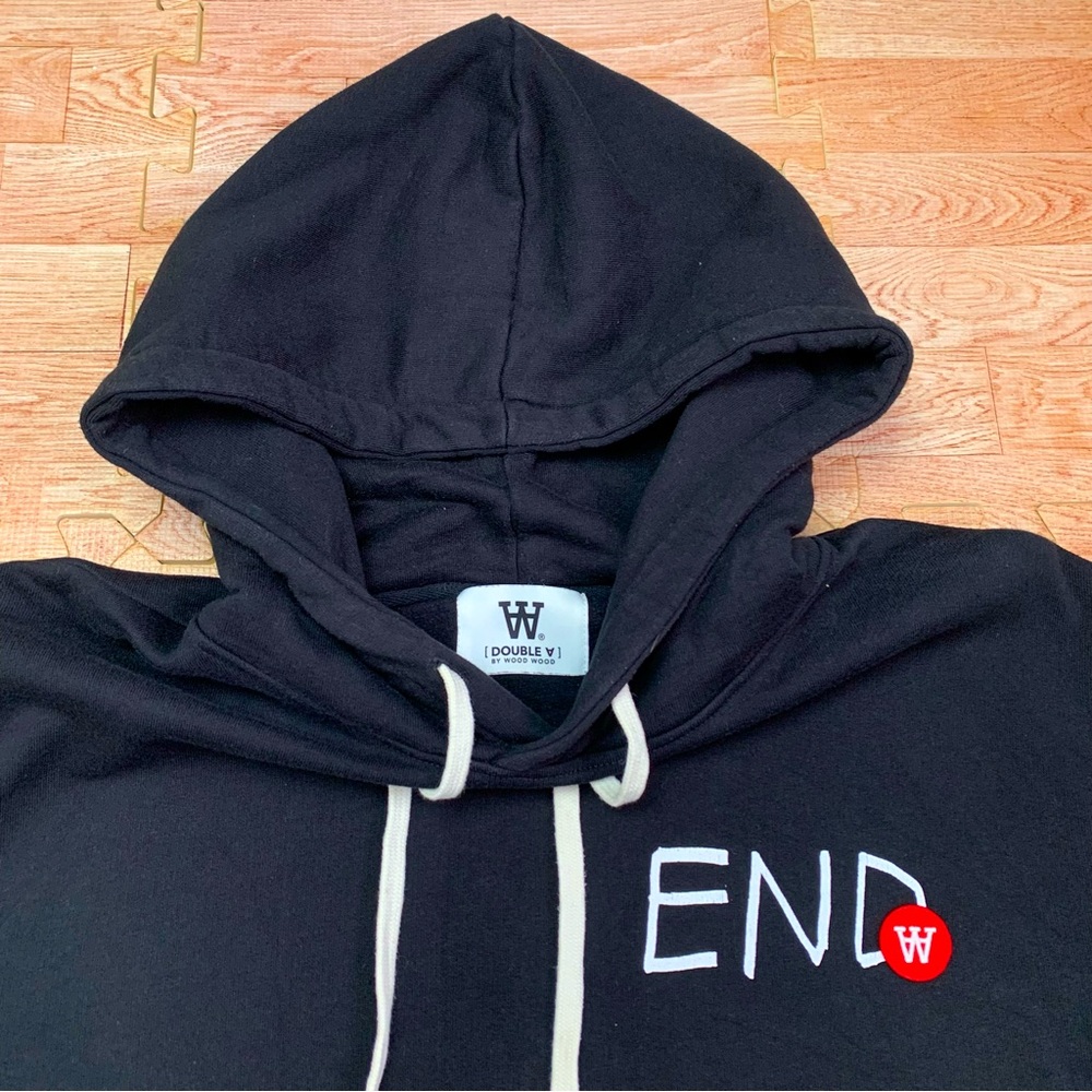 Wood Wood x End Double A Collection Ian Hoodie Black Men’s Medium Sweatshirt